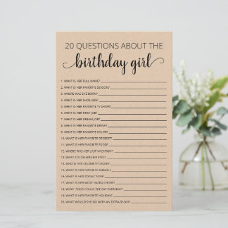 20 Fragen zum Geburtstagsspiel Girl Birthday