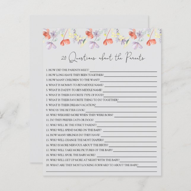 20 Fragen zum Kinderduschspiel der Eltern (Vorne/Hinten)