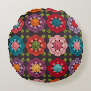  20 Gänseblümchen Blumenmuster Pouf - Schwarze Dek Rundes Kissen
