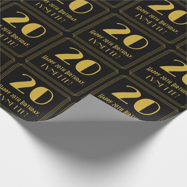 20. Geburtstag ~ Art Deco Inspiriert Look "20", Na Geschenkpapier (Ecke)