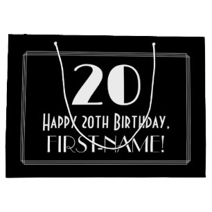 20. Geburtstag: Art Deco Inspiriert Stil "20", Nam Große Geschenktüte