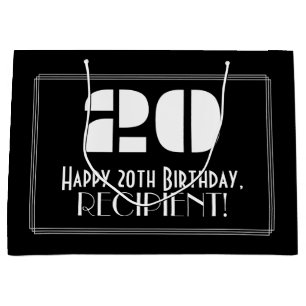 20. Geburtstag ~ Art Deco inspirierter Look "20" + Große Geschenktüte