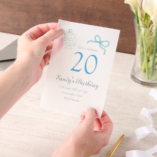 20. Geburtstag blaue Schleife Torte Name Datum Pas