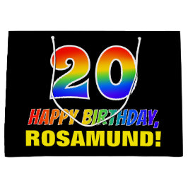 20. Geburtstag: Bold, Fun, Simple, Rainbow 20 Große Geschenktüte