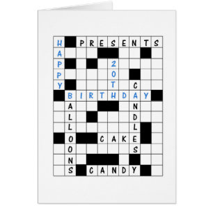 20. Geburtstag, Crossword Puzzle Geburtstagskarte