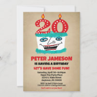 20. Geburtstag Einladung Funny Cake Lässig Mens