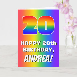 20. Geburtstag: Farbenfroh, Fun Rainbow Pattern # Karte
