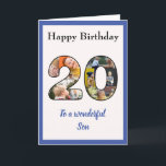 20. Geburtstag Foto Collage Son Unique Keepake Karte<br><div class="desc">Feiern Sie den 20. Geburtstag Ihres Sohnes mit einer Geburtstagskarte, die eine besondere und einzigartige Collage aus Foto ist. Diese wunderbare Geburtstagskarte für diesen besonderen Sohn hat die 20 aus Ihrer eigenen Auswahl an Fotos. Die Vorlage wurde für Sie entwickelt, um "To a beautiful son" zu Bruder, bester Freund oder...</div>