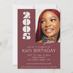 20. Geburtstag Foto geboren im Jahr 2005 grün Einladung