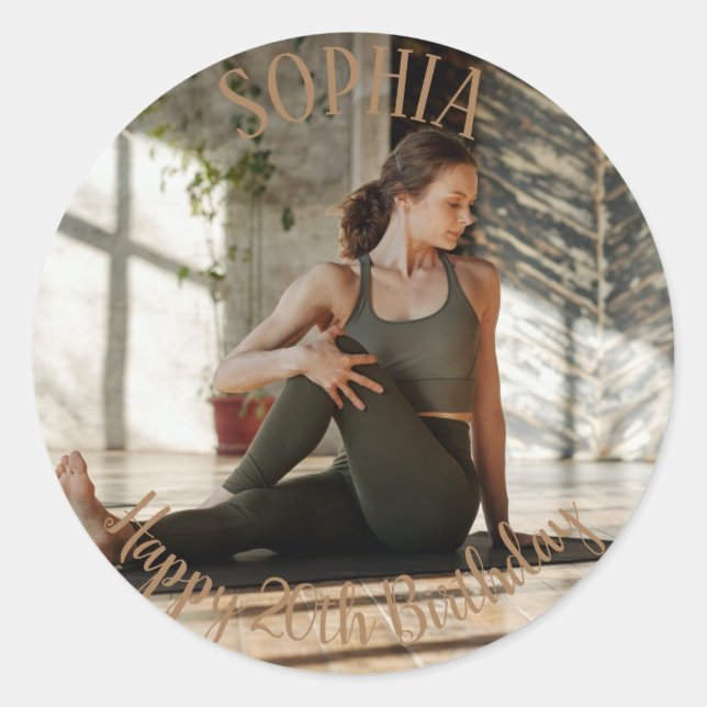 20. Geburtstag Foto Runder Aufkleber (Vorderseite)