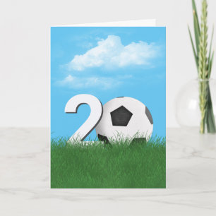 20. Geburtstag Fußball-Ball im Grünen Gras Karte