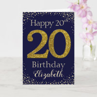 20. Geburtstag Golden Glitzer Card
