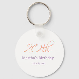 20. Geburtstag grün lila Name einfach trendy Mode Schlüsselanhänger
