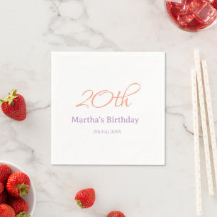 20. Geburtstag grün lila Name einfach trendy Mode Serviette