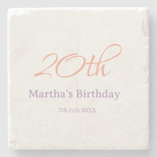 20. Geburtstag grün lila Name einfach trendy Mode Steinuntersetzer