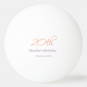 20. Geburtstag grün lila Name einfach trendy Mode Tischtennisball