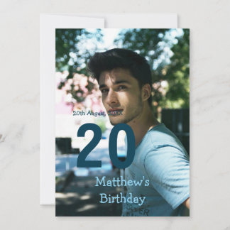 20. Geburtstag hinzufügen Name Foto Datum Mann wei Einladung