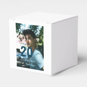 20. Geburtstag hinzufügen Name Foto Datum Mann wei Geschenkschachtel