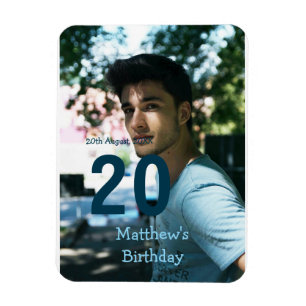 20. Geburtstag hinzufügen Name Foto Datum Mann wei Magnet