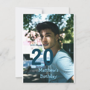 20. Geburtstag hinzufügen Name Foto Datum Mann wei Postkarte