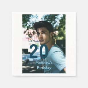20. Geburtstag hinzufügen Name Foto Datum Mann wei Serviette