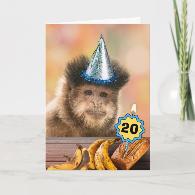 20. Geburtstag Kapuzinerbananen Jahr Karte (Vorderseite)
