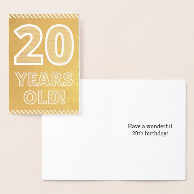 20. Geburtstag: kühl "20 JAHRE ALT!" Gold Foil Car Folienkarte (Anzeige)