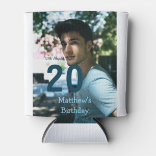 20. Geburtstag Name Foto Datum Mann Blau Weiß s Dosenkühler