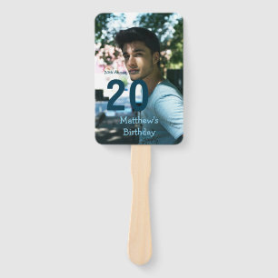 20. Geburtstag Name Foto Datum Mann Blau Weiß s Fächer