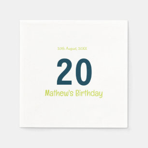 20. Geburtstag Name grün Pastell grau fett retr Serviette