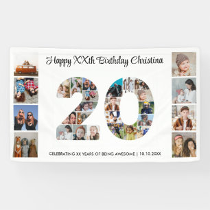20. Geburtstag Party Nummer 20 FotoCollage Banner