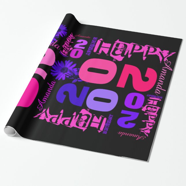 20. Geburtstag Personalisiertes Werbepapier Geschenkpapier (Ungerollt)