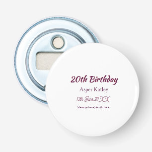 20. Geburtstag pink lila Name Datum Nachricht einf Flaschenöffner
