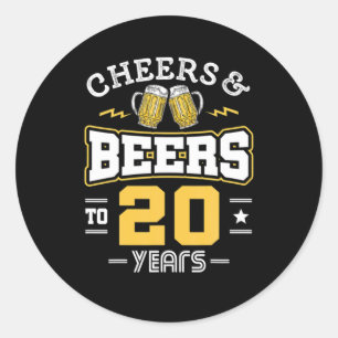 20. Geburtstag Prost und Bier Geburtstag Runder Aufkleber