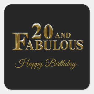 20. Geburtstag Quadratischer Aufkleber