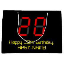 20. Geburtstag: Red Digital Clock Style "20" + Nam