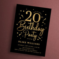 20. Geburtstag Schwarz Gold