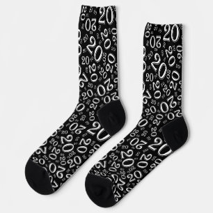 20. Geburtstag Schwarz/Weiß Random Zahlenmuster So Socken