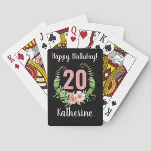 20. Geburtstag schwarze Blüte Spielkarten