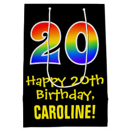 20. Geburtstag: Spaß, kühl, farbig, Regenbogen "20 Mittlere Geschenktüte