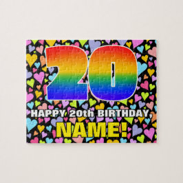 20. Geburtstag — Spaß, Liebende Herzformen + "20" Puzzle