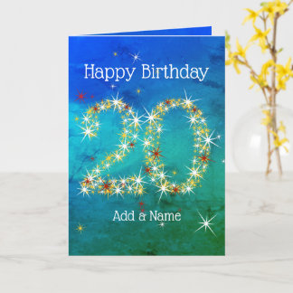 20. Geburtstag - Startnummern - Blau grün - Alter  Karte