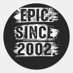 20. Geburtstag Vintage-Epos seit 2002 20 Jahre alt Runder Aufkleber