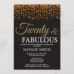 20. Geburtstag Zwanzig und fabelhafter Gold Glitze Einladung