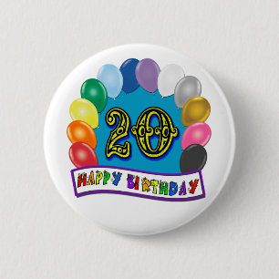 20. Geburtstags-Geschenke mit sortiertem Button