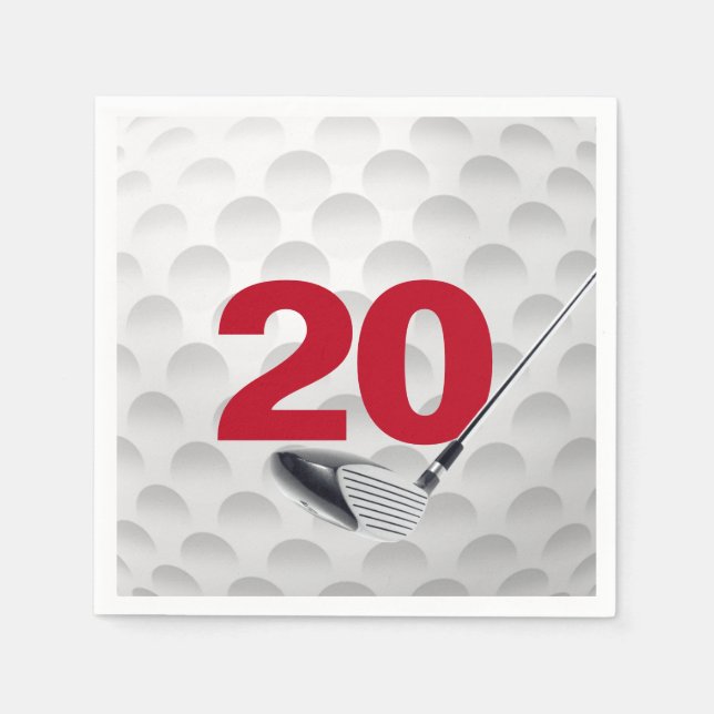 20. Geburtstags-Golfball Serviette (Vorderseite)
