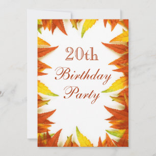 20. Geburtstags-Party-Herbst/Herbstlaub Einladung