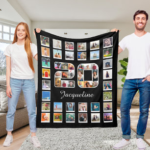 20. Geburtstagsfamilie Foto Collage 49 Fotografien Fleecedecke