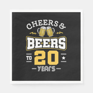 20. Geburtstagsjubiläum und Bier Geburtstag Serviette