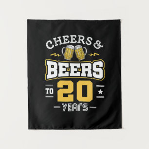 20. Geburtstagsjubiläum und Bier Geburtstag Wandteppich